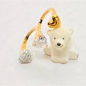 Juicy Couture Gold Tone Double Finger Heart Ring, Size 7